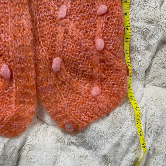 Handmade in Italy Vintage Cardigan in Tangerine orange with Pink Florets sweet! - Picture 7 of 7
